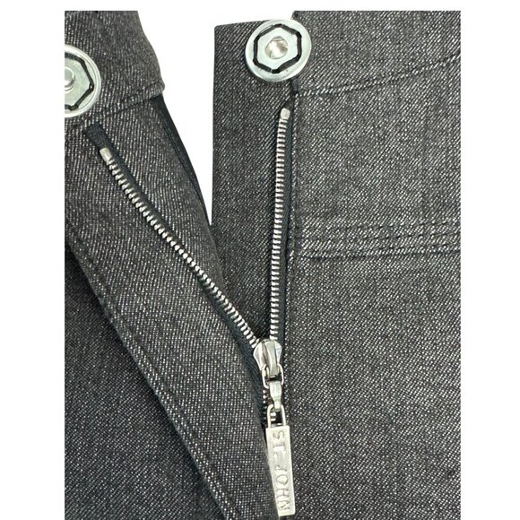 St. John Smokey Gray Denim Jacket Zipper Front and Zipper Pockets Womens Sz M - Picture 3 of 8